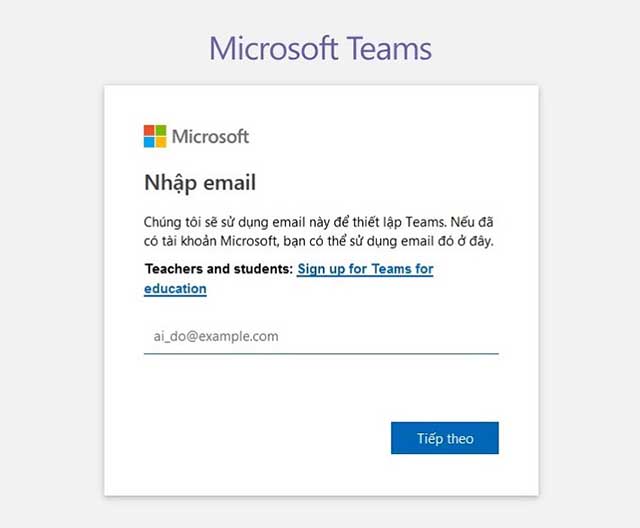 Hướng dẫn đăng ký Microsoft Teams miễn phí 2